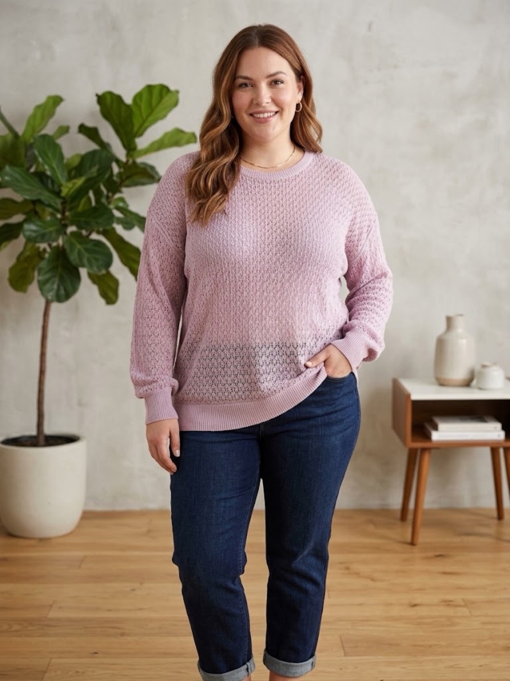 Cozy Lilac Crewneck Sweater for Women